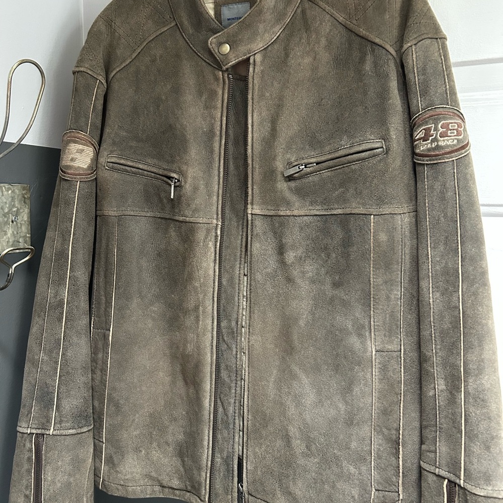 Brown Suede Jacket With Logo Patch - image 8